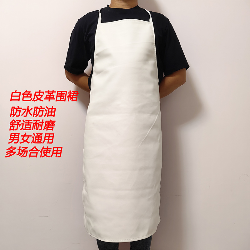 Negro impermeable a prueba de aceite cuello PU cuero delantal adulto hogar cocina acuático engrosado workwear hombres y mujeres alrededor de la cintura details Picture