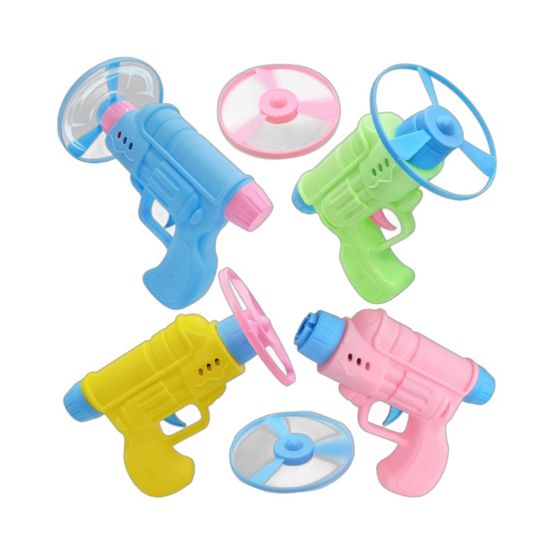 不发光竹蜻蜓枪儿童998陀螺枪飞碟枪陀螺地转枪飞天轮玩具批发白底实物图