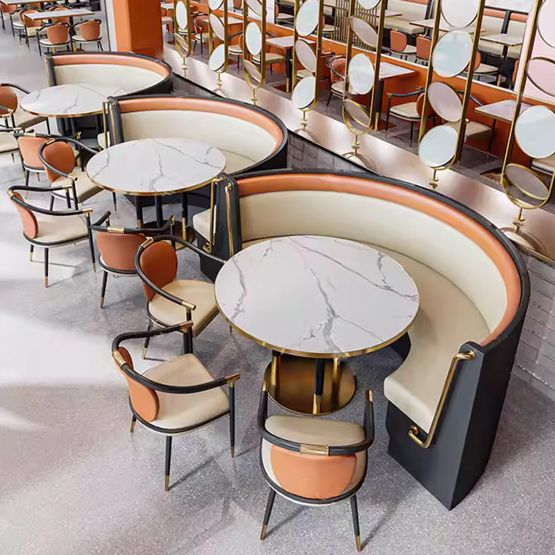 Star Factory wholesals popular theme hot pot and barbecue restaurants, tea restaurants, rock plate table and chair sets, high-end hotel and Western restaurant booth sofas