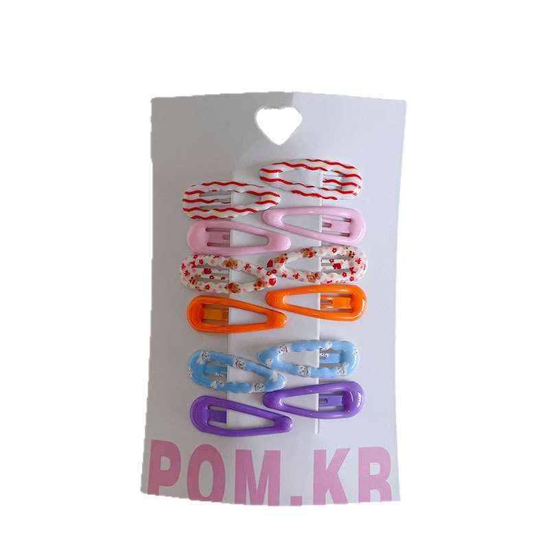 Spring new 3cm printed and lacquered children's bb clip, sweet forehead fringe clip, baby bye-bye clip hair accessory Item Picture