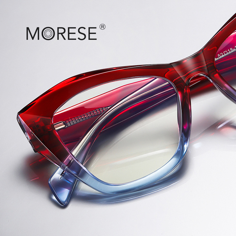 TR90 anti-blue light glasses 2197 thick frame texture imitation board optical frame cat-eye ins style women's fashionable flat light glasses details Picture