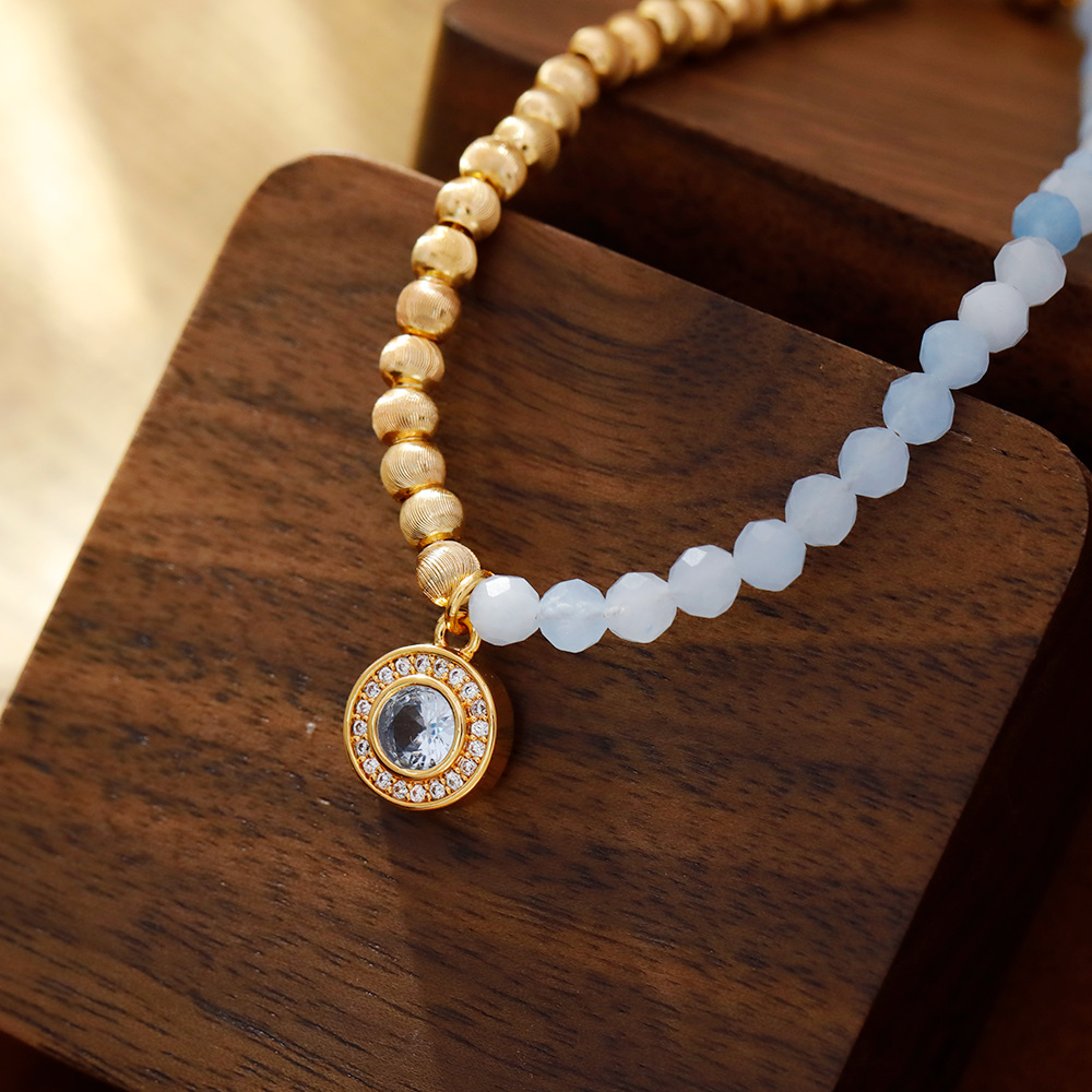 Hyacinth's unique and niche design sense bracelet for women's fashion, light luxury, light blue natural stone bracelet, a new trendy accessory for 2025 details Picture