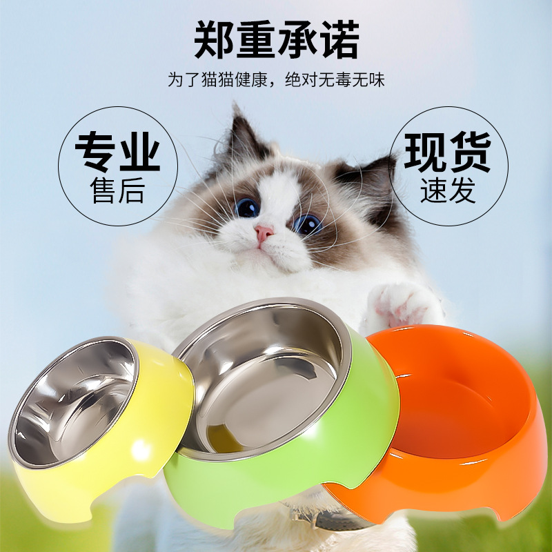 Stainless steel cat and dog bowls, ceramic-like melamine pet bowls, kitten and dog food bowls, double-layer single bowls, anti-tipping drinking bowls details Picture