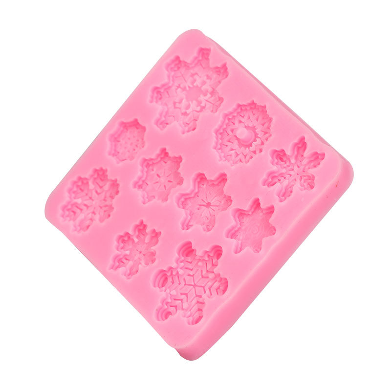 圣诞系列雪花集合液态硅胶模巧克力超轻粘土模 diy翻糖蛋糕硅胶模细节图