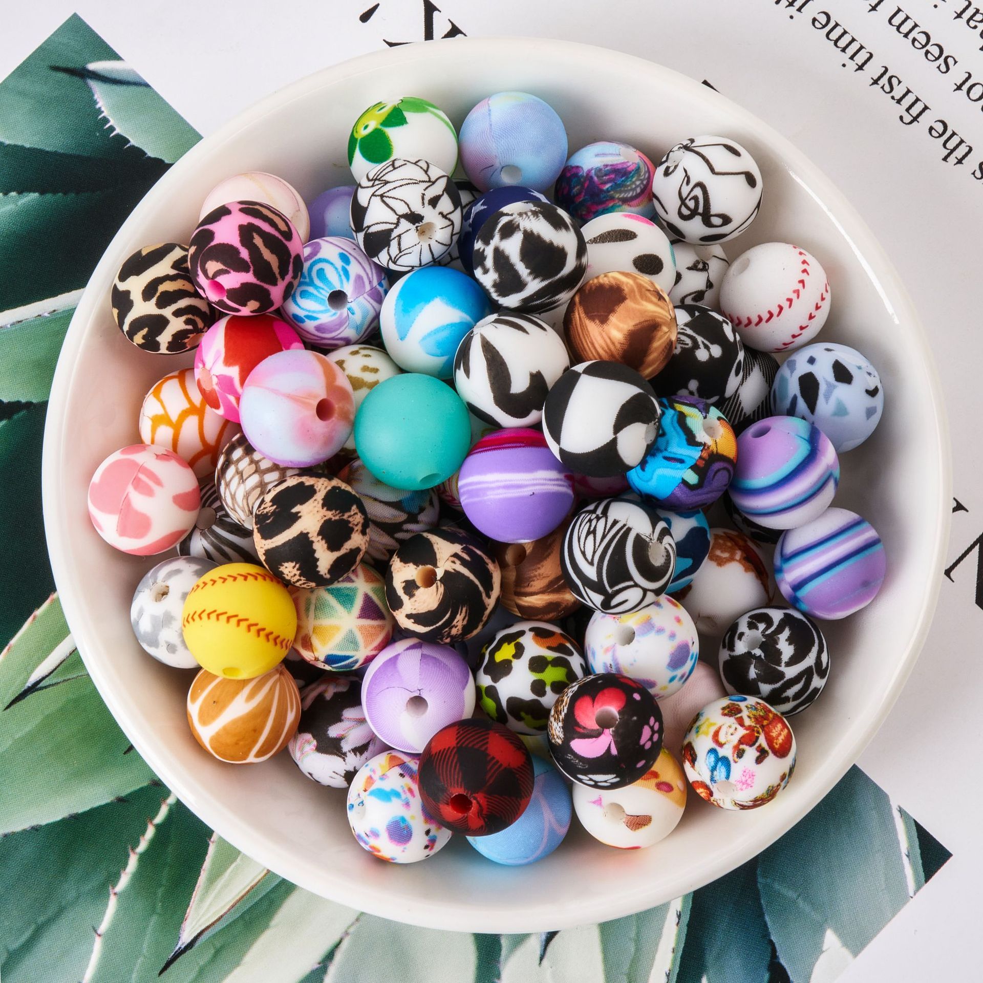 跨境硅胶珠子婴儿牙胶食品级硅胶珠儿童手工15MM圆珠diy厂家批发