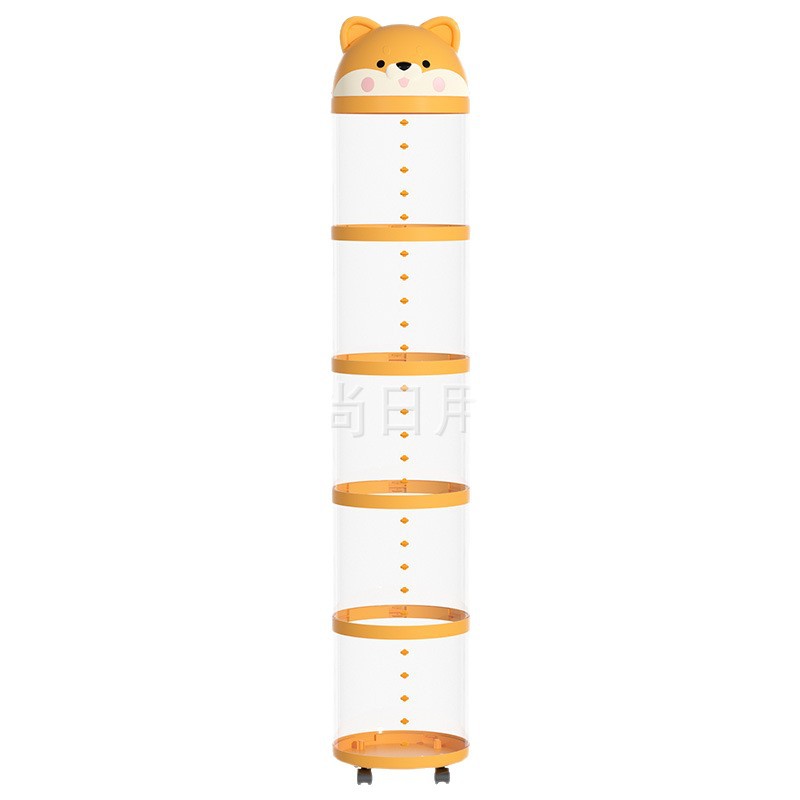 Cartoon dog pulling doll storage bucket, transparent zipper, layered and multi-layer, high appearance level household plush toy storage basket Item Picture
