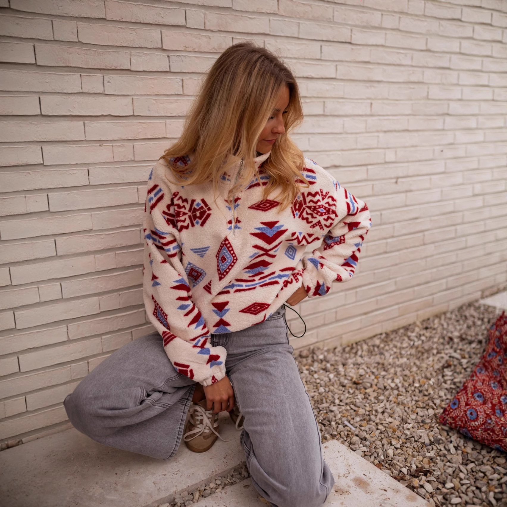 A popular fleece hoodie with fashionable printed double-sided fleece for women on Amazon temu, a cross-border product from Europe and America Specification drawing