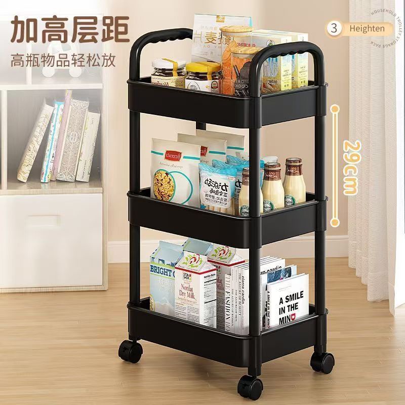 Small trolley storage rack, kitchen and bedroom floor multi-layer snack rack, household movable storage rack, wholesale daily necessities Specification image