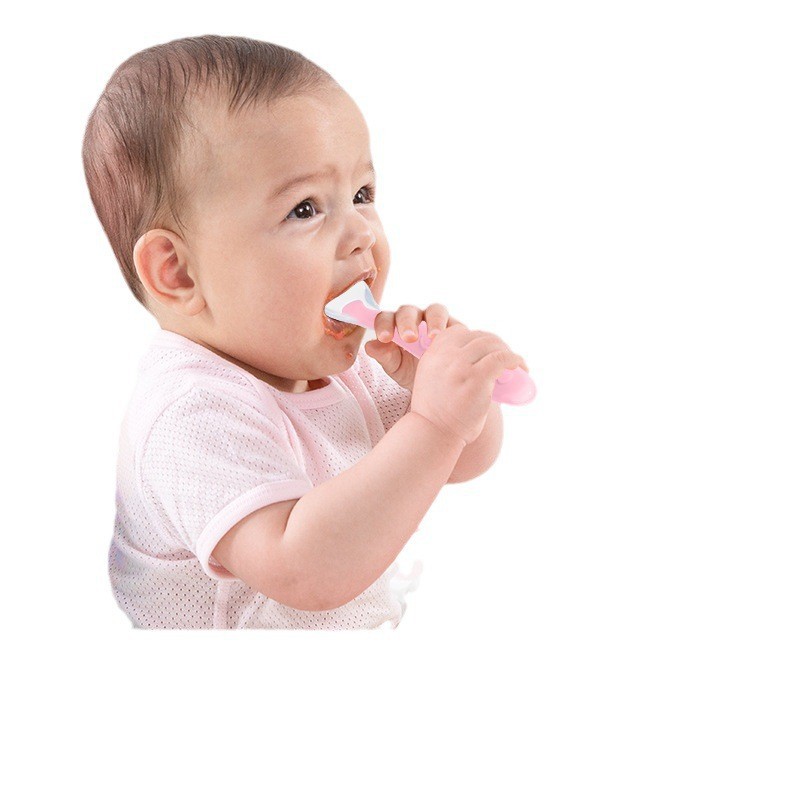 不锈钢硅胶宝宝餐具/不锈钢宝宝餐具/玩具/硅胶制品/不锈钢硅胶餐具白底实物图