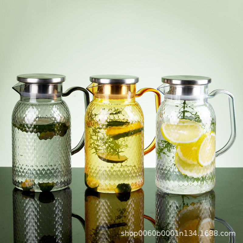 pc cold water bottle, acrylic teapot, restaurant special, restaurant decoration pot, large capacity transparent juice pot, striped pot, commercial Application Scenario