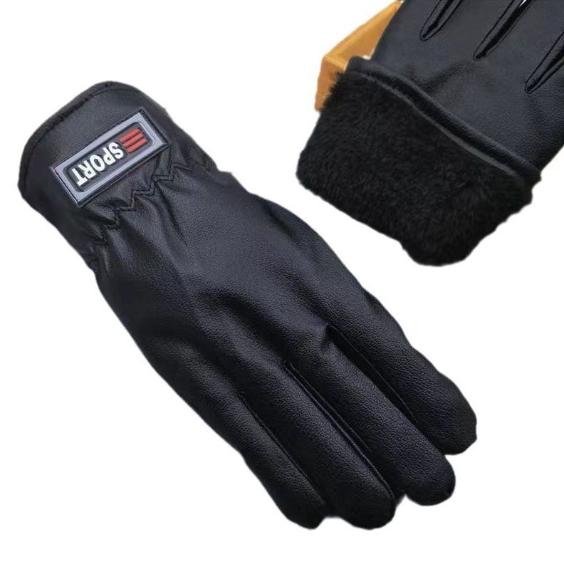 Thickened leather gloves, PU autumn and winter leather gloves, men's touch screen genuine leather gloves, PU three-rib driving and skiing warmth Application Scenario
