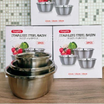 Stainless steel basins, cooking basins, round washing basins, household kitchen multi-purpose basins, LIDS, plates, salad bowls, snack bowls details Picture