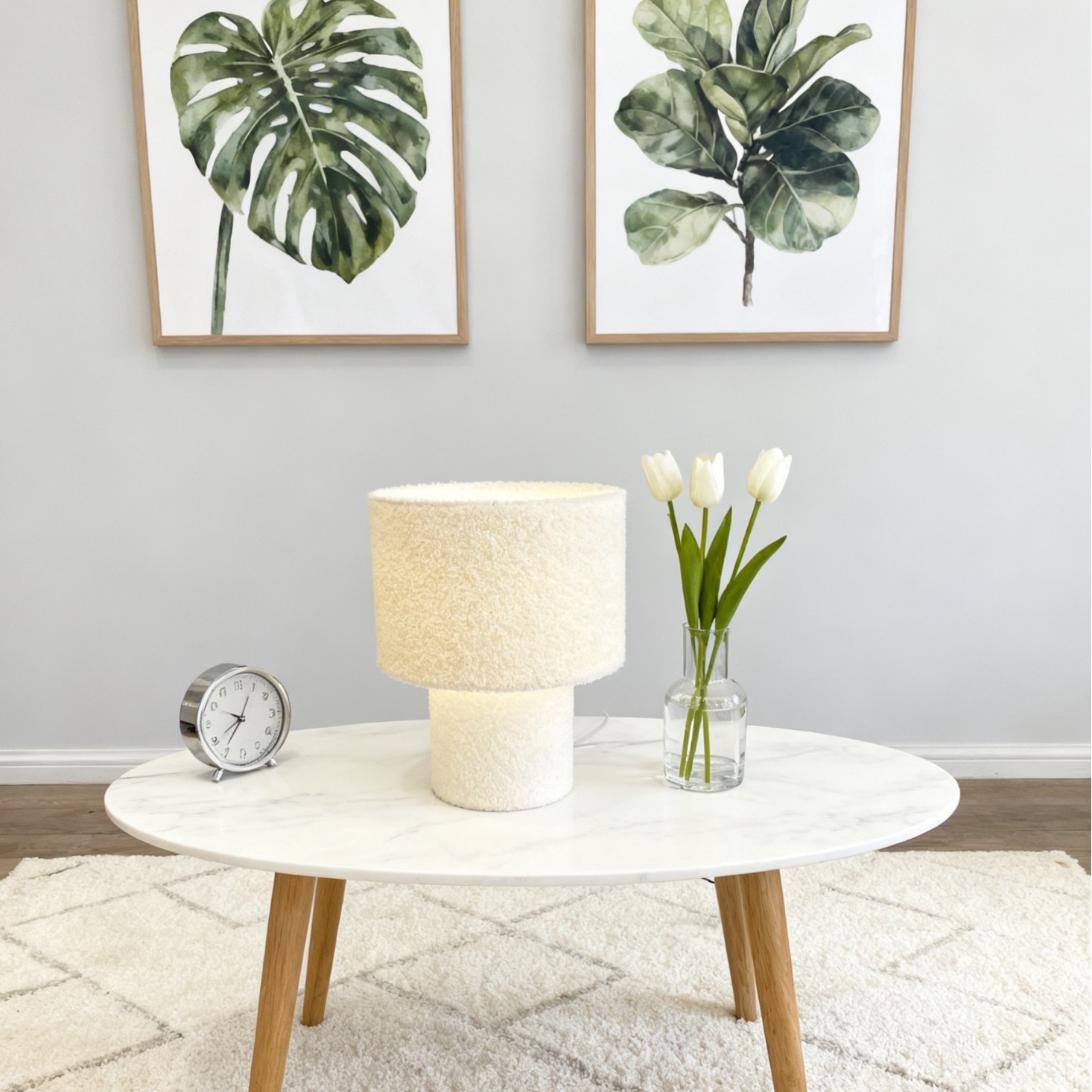 日式简约纯色泰迪绒台灯客厅书房卧室床头桌面蘑菇台灯装饰灯具