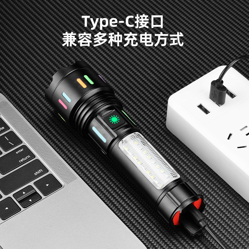 led aluminum alloy flashlight, high-intensity laser cannon, long-lasting outdoor charging, multi-functional emergency COB work light Application Scenario