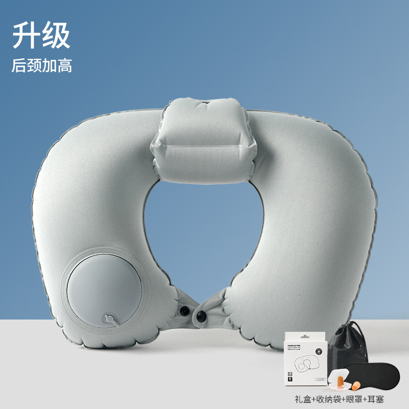 充气u型枕按压充气枕护颈枕旅行枕牛奶丝脖枕便携旅游三宝加logo Specification image