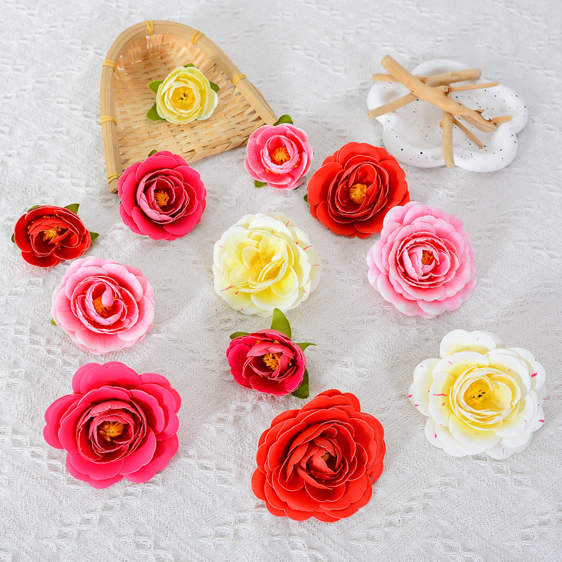 Camellia flower heads, artificial flowers, camellia decorative head flowers, artificial flowers, fabric flowers, handcrafted camellia flower heads Specification image