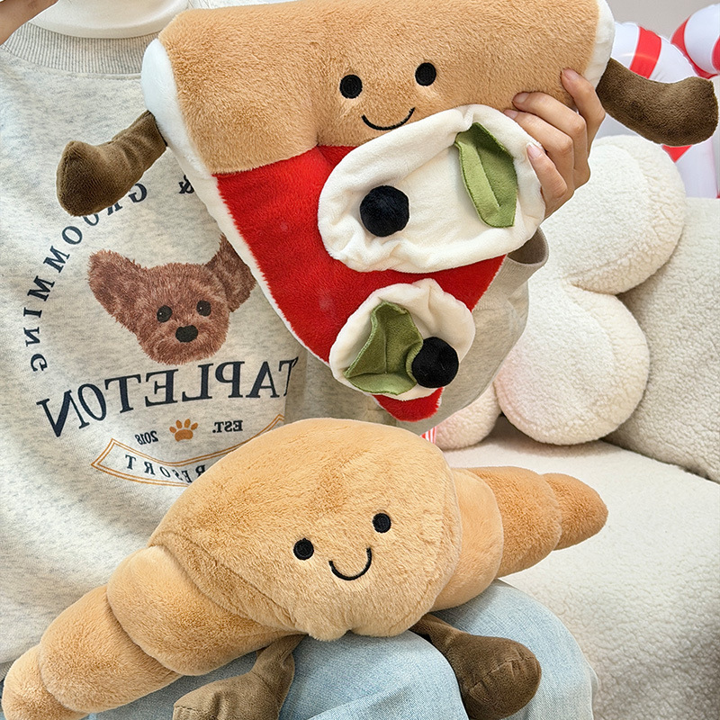 可爱吐司面包公仔毛绒玩具可颂牛角包汉堡包玩偶儿童礼物抓机娃娃细节图