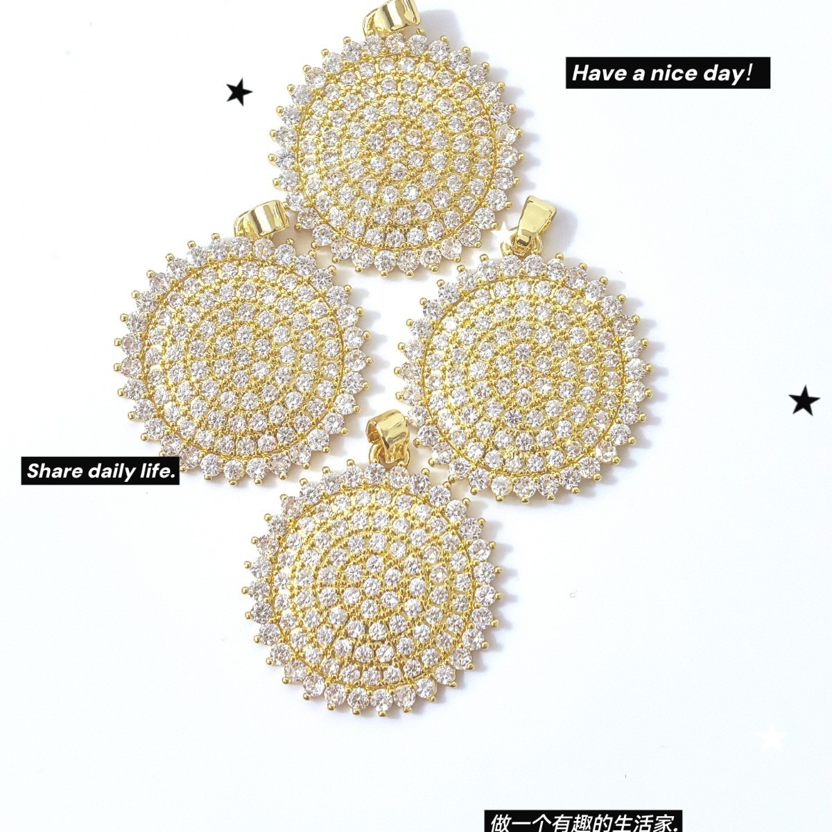 2025夏日新款创意向日葵吊坠时尚小众百搭项链微镶锆石项链锁骨链细节图