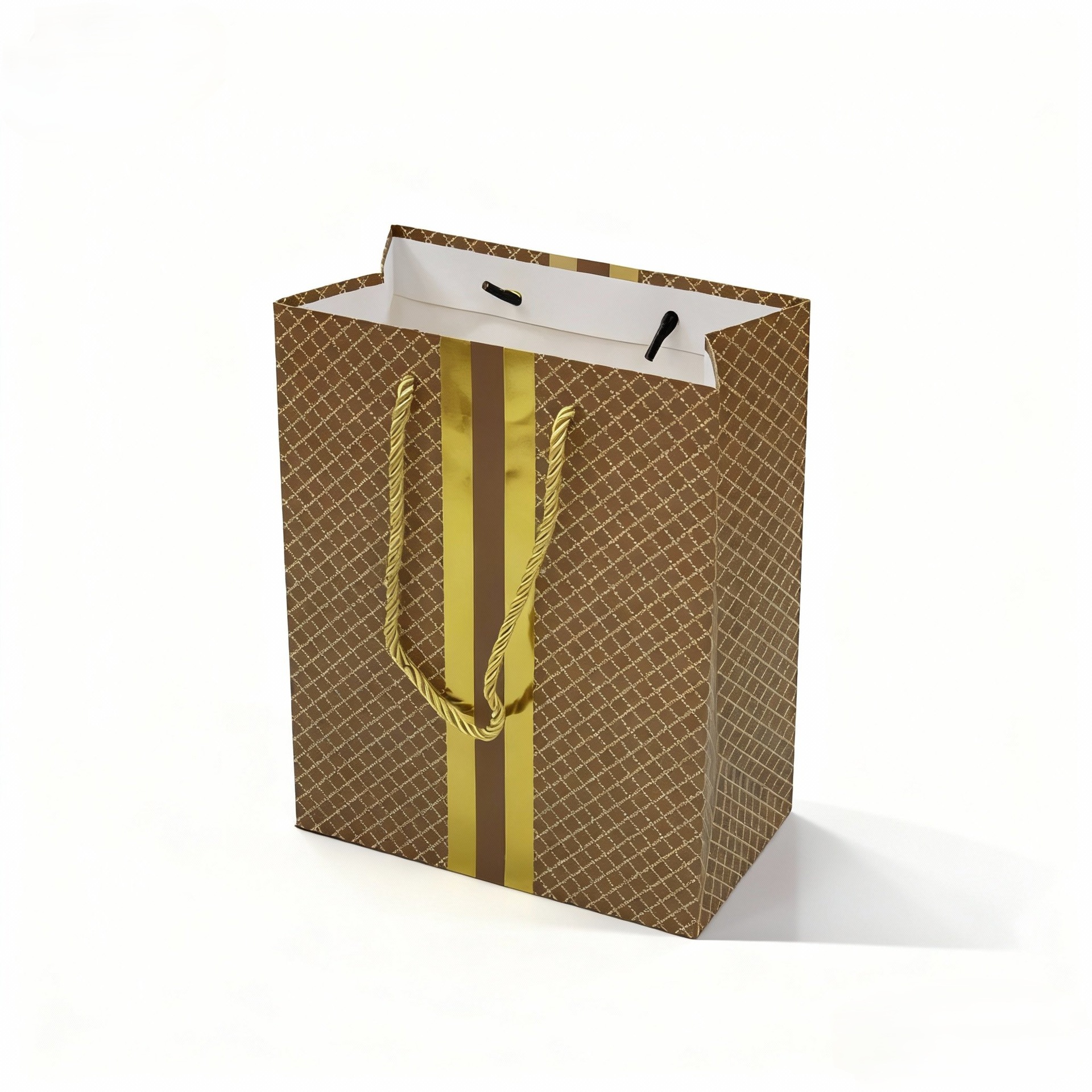 High-end black and gold diamond-patterned gift bag packaging bag, light luxury embossed hand-held bag, high-end and exquisite packaging paper bag for festival gifts Item Picture