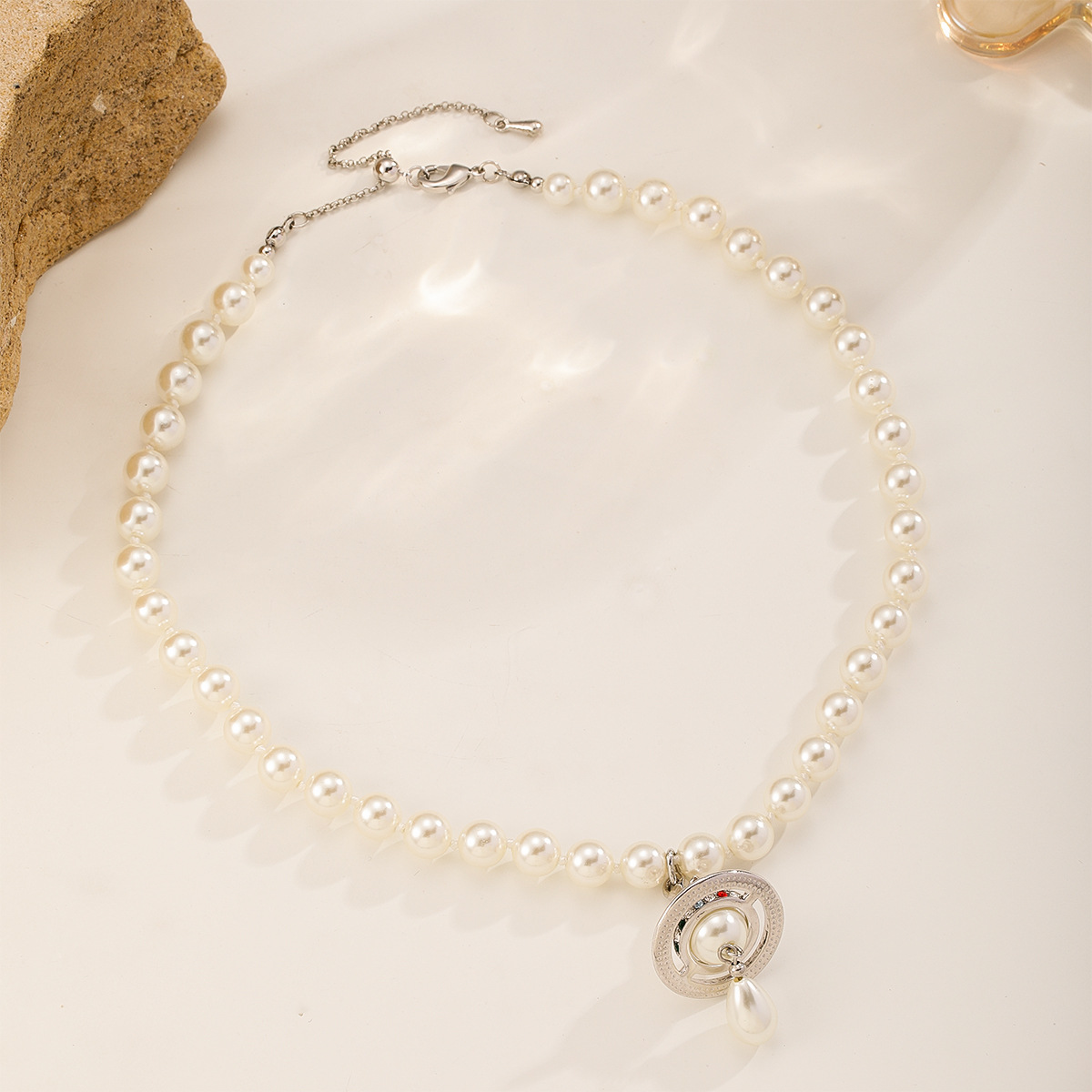 Empress Nassasi Saturn Three-dimensional Water Drop Baroque Pearl Necklace, long women's sweater chain, light luxury and high-end feel Specification image