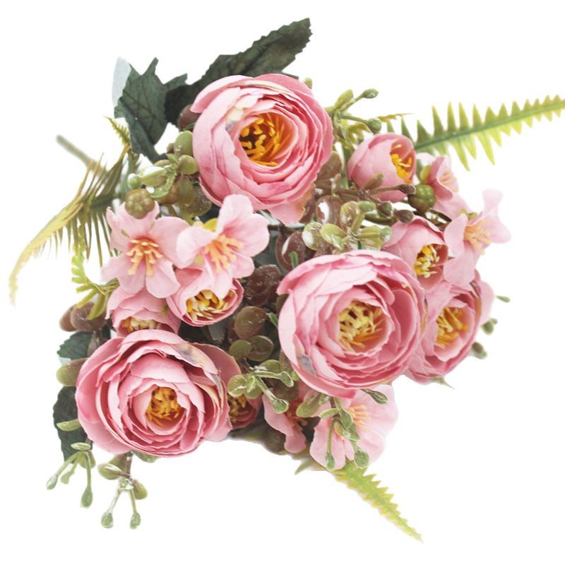 仿真花DIY发饰配件/仿真花/5朵塑膠花/假花/假花批发白底实物图