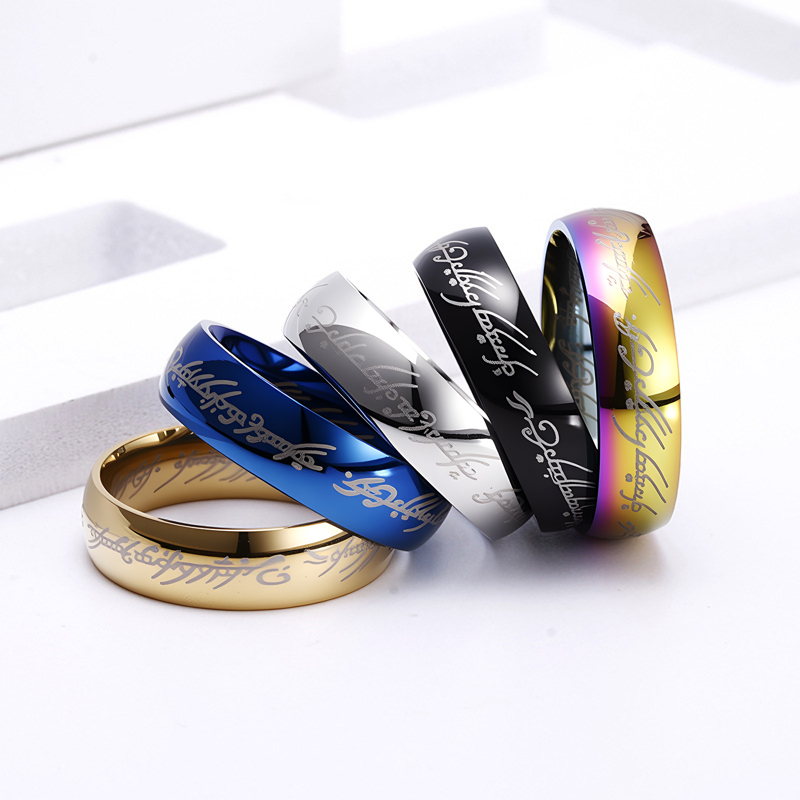 Stainless steel ring factory wholesale men's rings, couple rings, King of rings, men's and women's tail rings, unique and powerful, celebrity city together