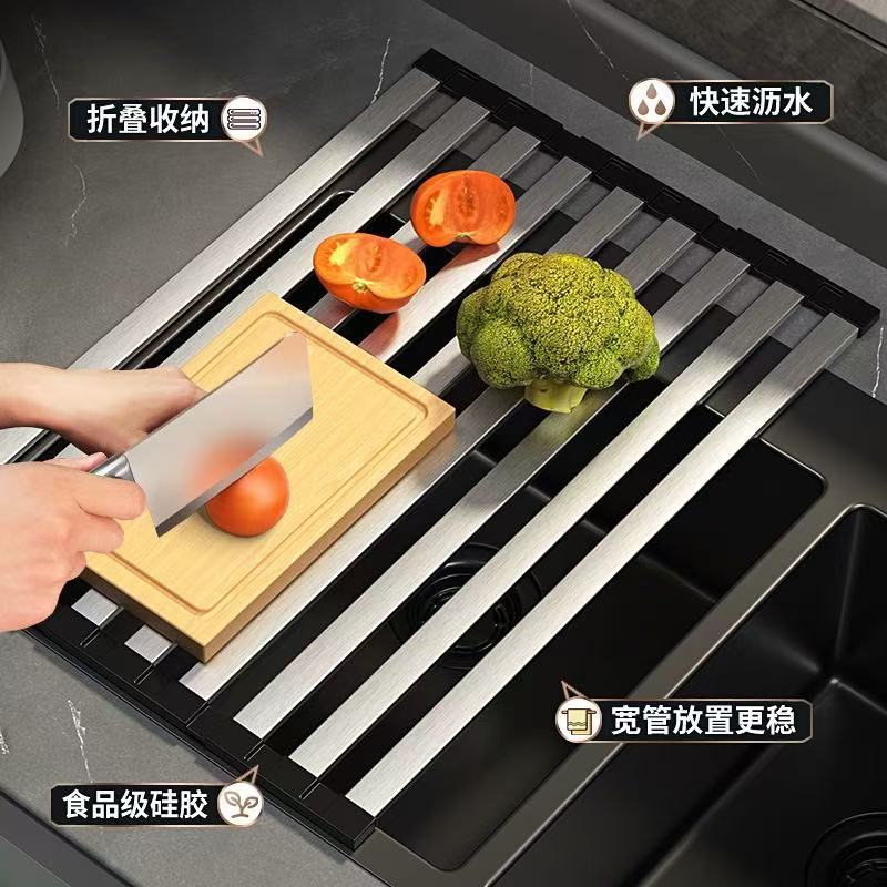 [fabricante de la fuente] estantería de asfalto plegable cocina vajilla palillos de almacenamiento de silicona (una pieza para el cabello details Picture
