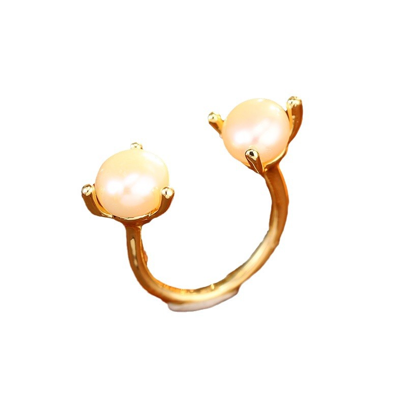 Wholesale of summer new butterfly natural pearl rings with a niche and high-end design, the same style as those on Xiaohongshu Item Picture