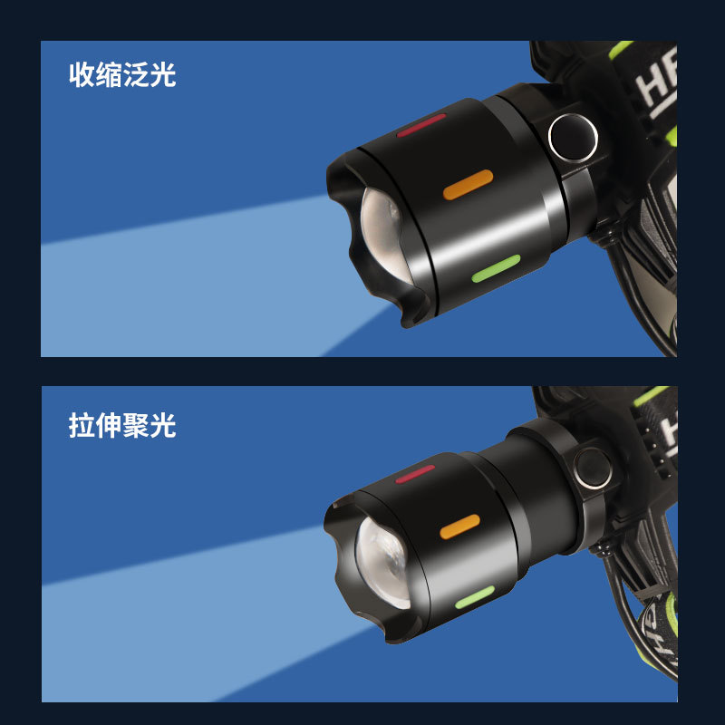 New white laser headlamp led outdoor lightweight hiking and cycling light, multi-functional strong light head wearable night fishing light details Picture