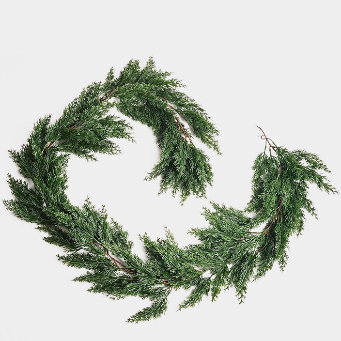 亚马逊新款仿真圣诞松针藤条手感软胶圣诞节装饰人造松针水草藤条