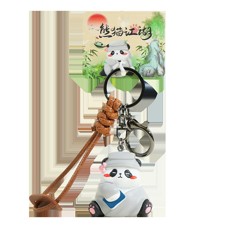 Baimao Original Panda Jianghu Series keychain, cartoon, trendy, cute doll pendant, gift, small commodity pendant Item Picture
