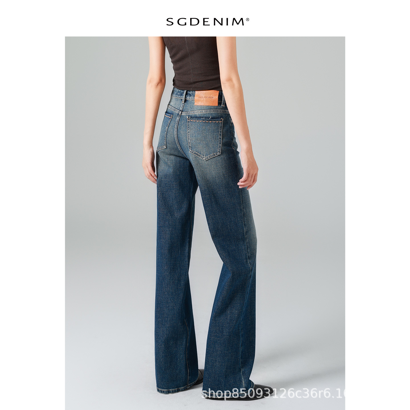 Textured washed/High-waisted jeans, women's retro style straight-leg wide-leg pants, 25 autumn new style, loose and trendy Specification image