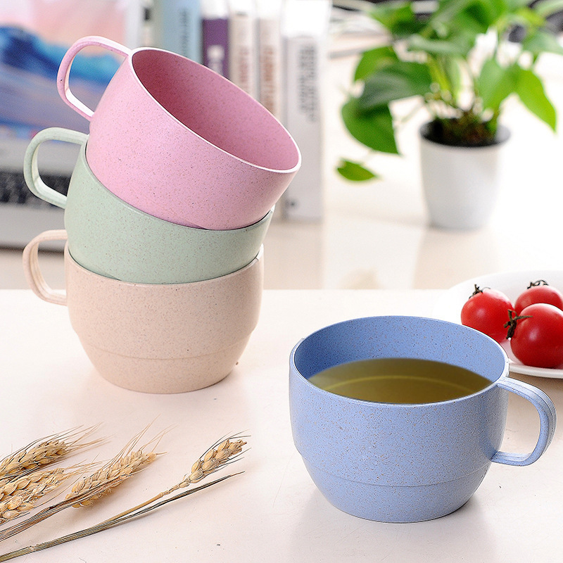 Wheat straw milk cups, simple coffee cups, breakfast milk cups, afternoon tea mugs, simple couple cups wholesale details Picture