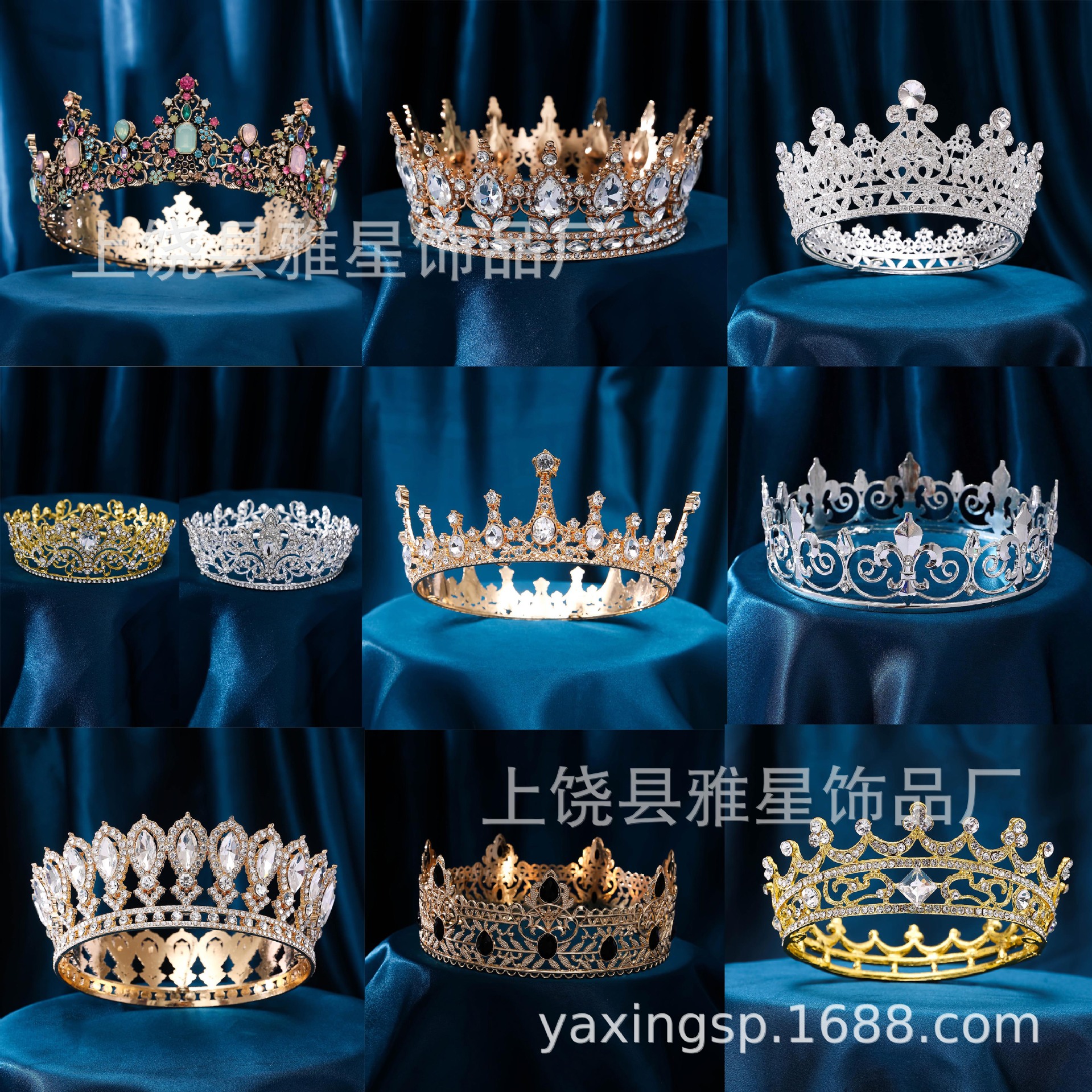 New diamond silver princess headwear, grand wedding dress, super glittering crystal, luxurious goddess bride wedding crown