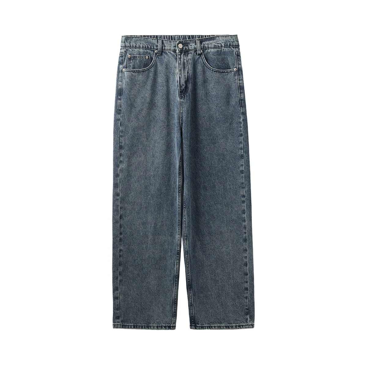 APO Men's Wear: Cross-border men's fashion brand jeans, autumn American high street washed distressed loose straight-leg long pants Item Picture