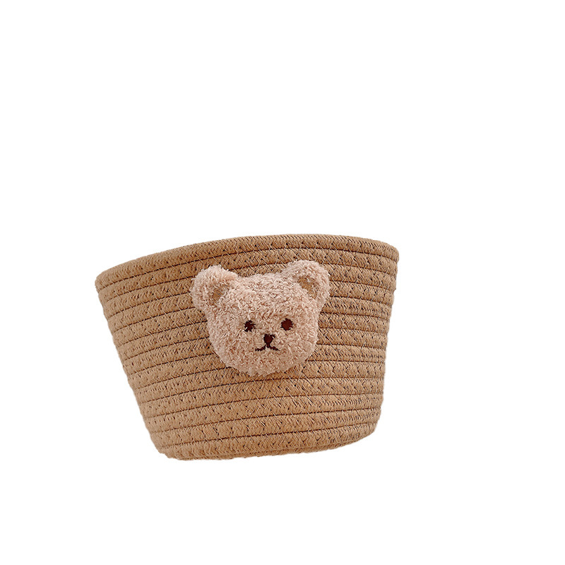 Ins-style cotton rope storage basket, woven bear desktop storage box, miscellaneous items, hair clips, hair bands, makeup brush storage basket Item Picture