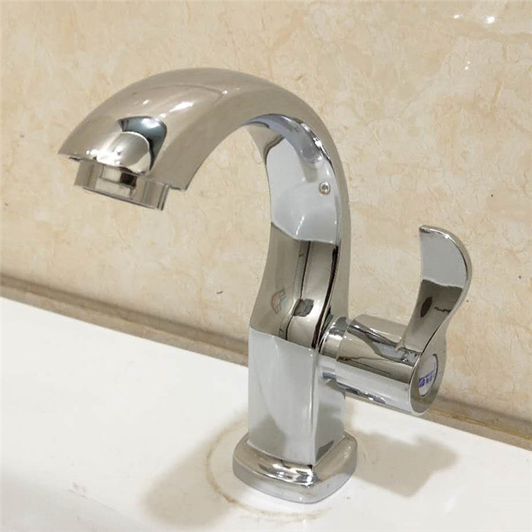 Fontanería hardware quick open single cold moon curved lavabo grifo aleación de zinc lavabo lavabo grifo venta al por mayor details Picture