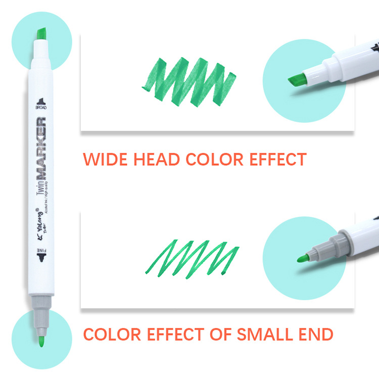 Yalong Cross-border 18-color double-pointed alcohol ink Marker, high-quality bucket smooth marker, office & School Application Scenario