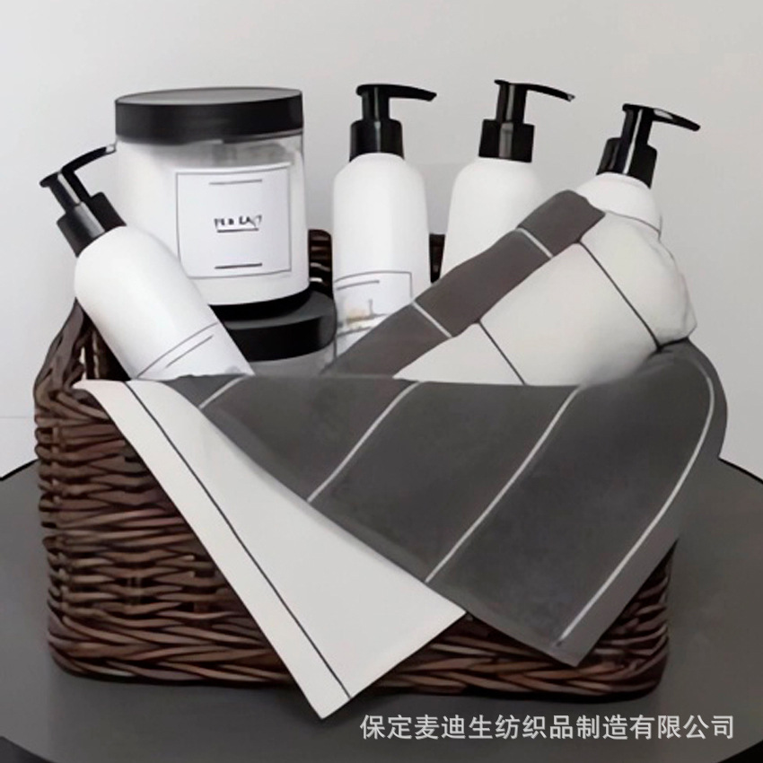亚马逊热销纯棉条纹厨房方巾毛巾套装易清洁带挂钩格子纹方巾批发细节图