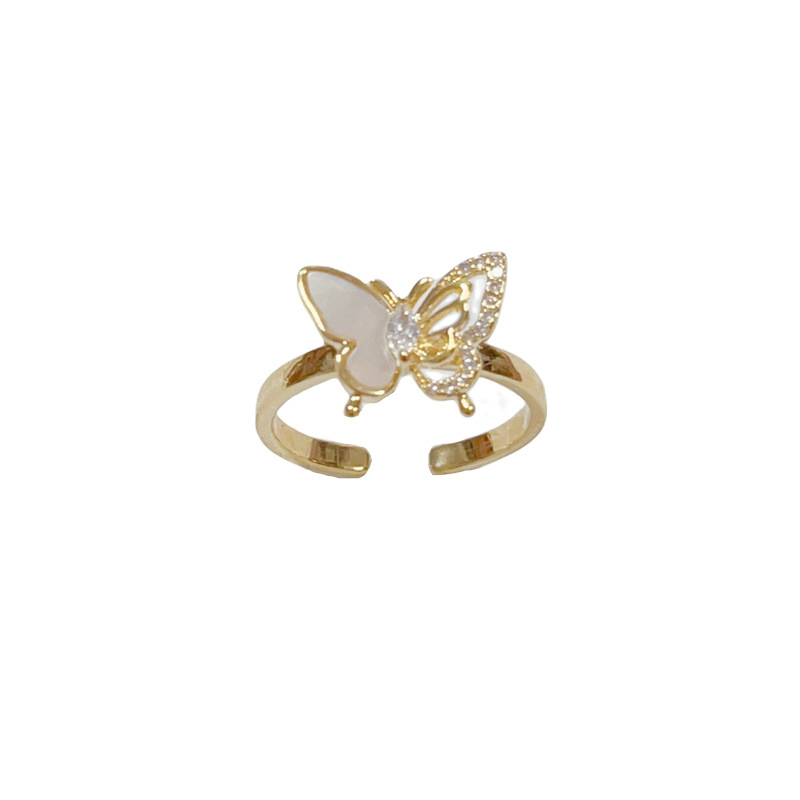 Summer's new minimalist design, hollowed-out shell butterfly opening ring, elegant and luxurious, versatile index finger ring with accessories Application Scenario
