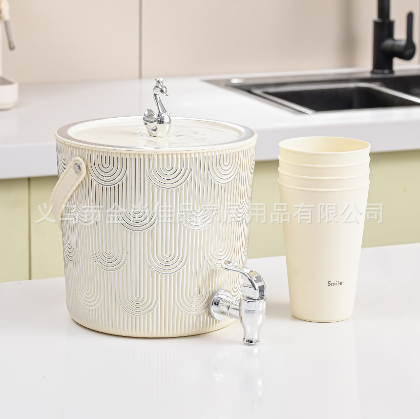 water pot Large-capacity, light luxury water ripple cold water bottle with faucet, household cold water bottle, juice bucket, beverage bucket