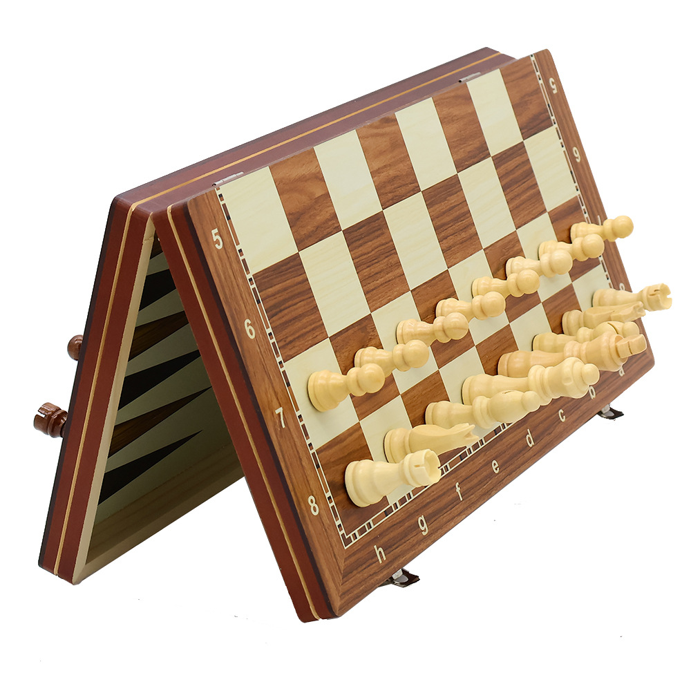 Magnetic three-in-one wooden chess folding portable chess for beginners and beginners, specially designed for competitions Item Picture