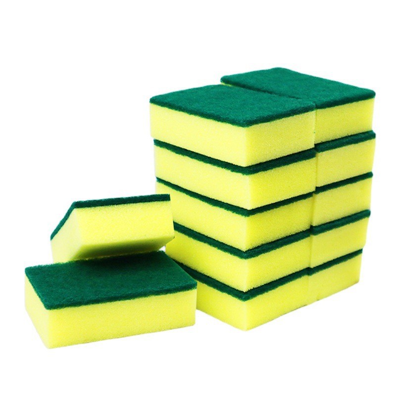 5-piece dishwashing sponge, scouring pad, square double-sided decontamination sponge, scrub, pot and dish high-density sponge block Specification image