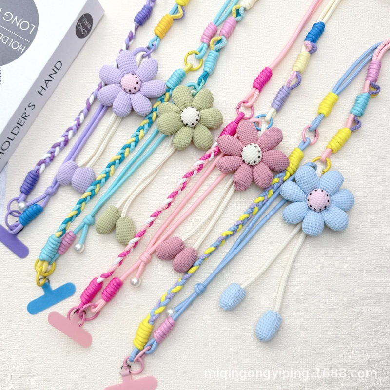 The ins creative flower phone lanyard is a long, crossbody, multi-functional, color-blocking, suitable for carrying outdoor cameras and is sturdy details Picture