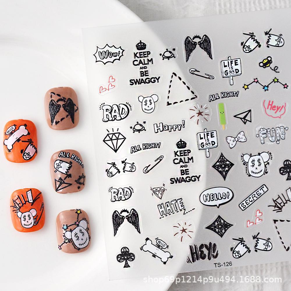 T.Nails  新款美甲贴 万圣节卡通小恶魔3D美甲贴纸指甲背胶贴可爱