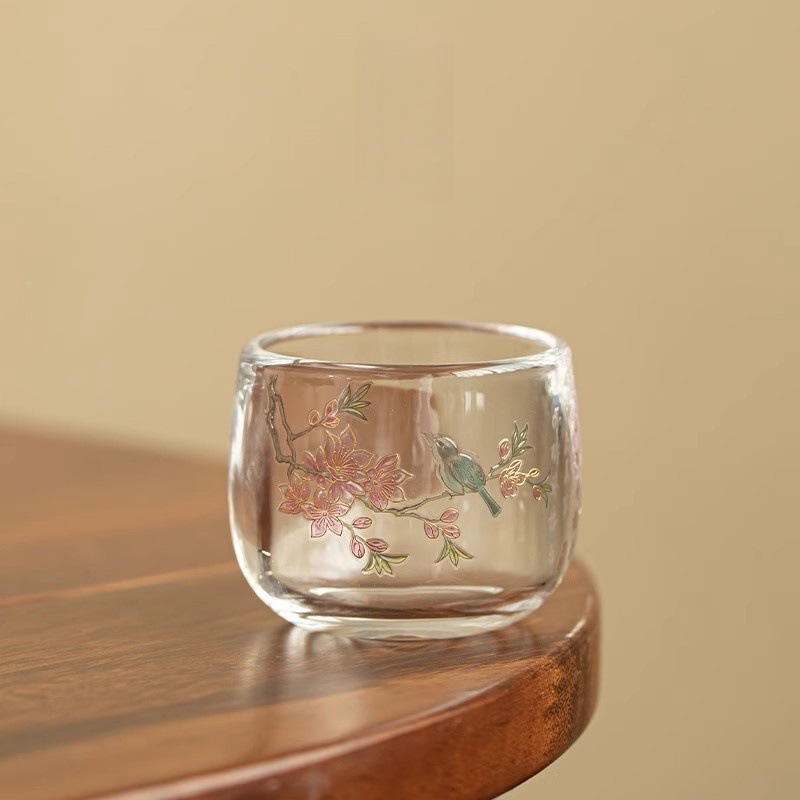 鸟语花香扳指杯家用品茗杯个人专用主人杯功夫茶具茶盏耐热喝茶杯