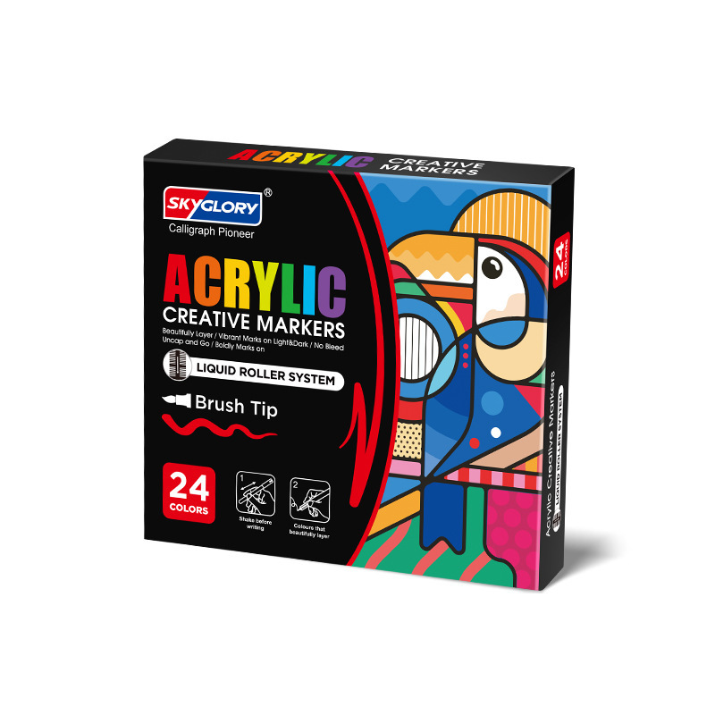 Tianhui Cross-border Direct liquid Acrylic Marker Pen wholesale Round rod ink Control Brush Student Soft Head Painting Watercolor pen Item Picture