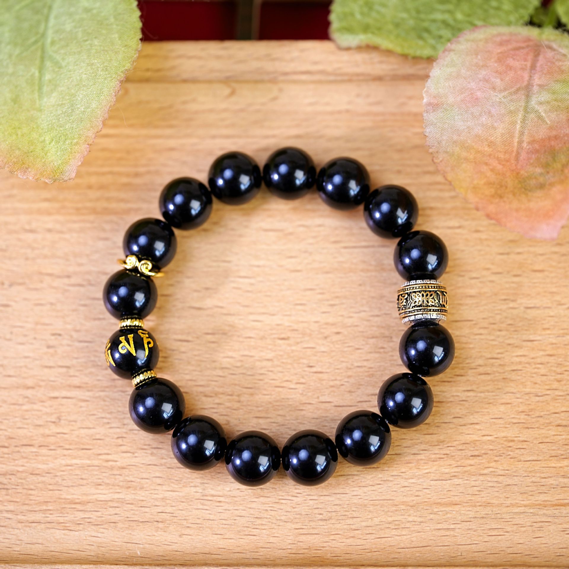 Nuevo chino cuentas obsidiana brazalete cuentas mujer vintage moda bronces cuentas de buda cordones de mano accesorios details Picture