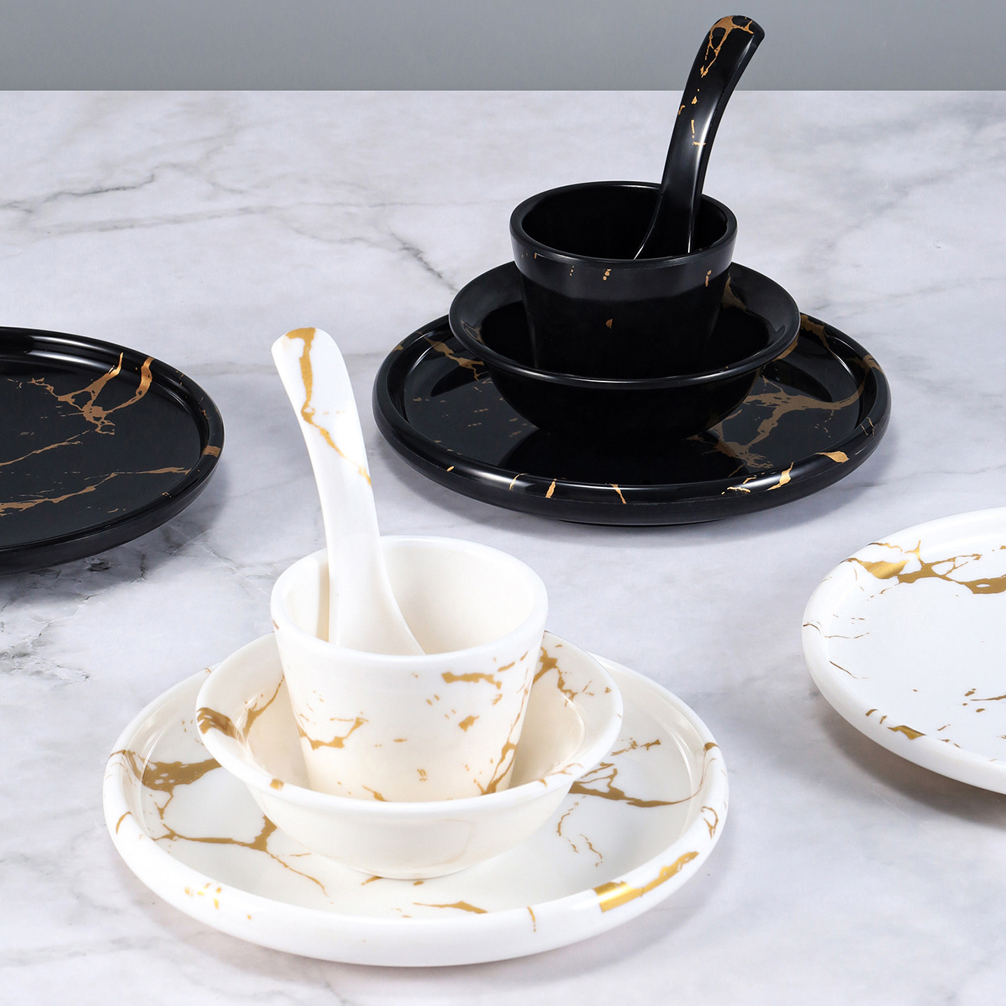 Melamine tableware, imitation porcelain, hotel restaurant bowl and plate sets, hot pot, barbecue, restaurant tables, plastic bowls, plates, cups and spoons, commercial Specification image