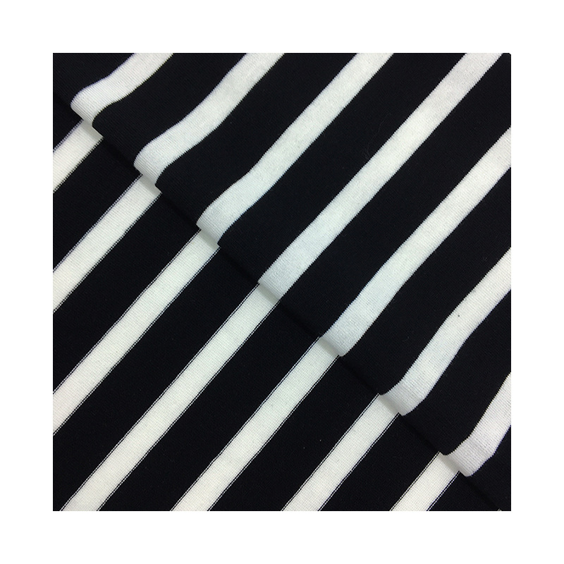 32-count Tianshu cotton yarn-dyed sweatshirt fabric 230g all-cotton striped fabric knitted pure cotton striped short-sleeved T-shirt fabric Application Scenario